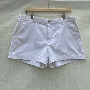 Polo Ralph Lauren Cotton Chino Shorts White Navy Pony Horse Logo Size 12